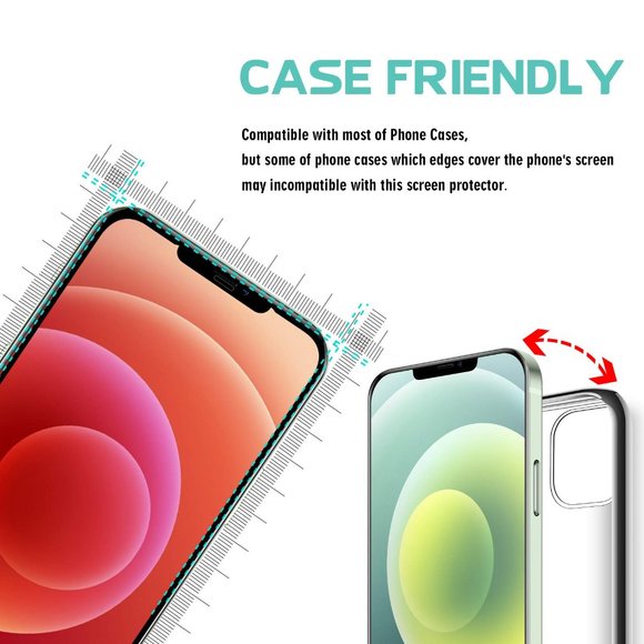 [3 Pack] iPhone 12 / 12 Pro Glass Screen Protector + Installation Tool - Picture 2 of 7